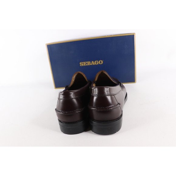 NOS Vintage Sebago Mens 7.5 E Hand Sewn Cordovan Leather Penny Loafers Oxblood main image 6
